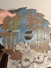 Vintage 16  Hand Painted Saw Blade Dog Outdoor Scene In The Woods