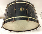 Vintage 1920 s Ludwig And Ludwig 27  Bass Drum Nobby Gold Mahogany Calf Heads