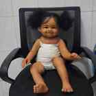 28in African Toddler Reborn Baby Girl Doll Dark Skin Afro Hair Handmade Toy Gift