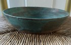 Vintage Mid-century Turquoise Green Glazed Art Pottery Low Bowl Signed Kramer