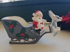 Vintage Christmas Santa Claus Reindeer Sleigh Candy Dish Figurine
