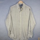 Vtg Polo Ralph Lauren Lindsey Linen Shirt Mens Large Beige Gray Plaid Pocket