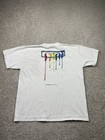 Vtg Lee T Shirt Adult Large White Short Sleeve Usa Paint Splatter Art Abstract