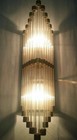 Antique Old Vintage Art Deco Brass   Glass Rod Ship Light Wall Sconces Lamp