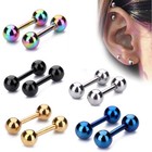 2pcs Stainless Steel Stud Earrings Round Ball Screw Back Ear Piercing Women Men