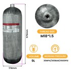 Tuxing 4500psi 300bar Pcp Air Tank 9l Carbon Fiber Hpa Tank With Luminous Valve