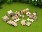 Crate   Pallet Set - 13 Crates   12 Wooden Pallets - Ho Scale Train Scenery