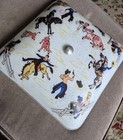 1957 Frosted Light Ceiling Cover Western Cowboy Rodeo Glass Shade   Mount 