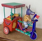 Hand Carved Oaxacan Folk Art Wolf Fruit Cart By Martin Melchor