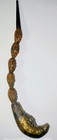Antique Asian Carved Expressive Faces Peach Stone   Wood 11  Smoking Pipe