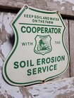 Vintage Forest Service Porcelain Sign Old Us Interior Farm Soil Erosion Water