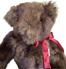     brown Faux Fur Plush Bear Sits 11    Tall Red Ribbon