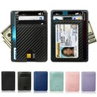 Men s Leather Wallet Rfid Blocking Front Pocket Credit Card Holder Id Window