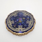 Vintage 1950s Stratton Queen Convertible Compact Cobalt Blue Enamel Floral