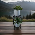 Vintage Victorian Cast Iron 2 Tier Plant Stand 29   h Black Ornate Design