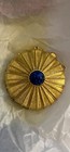 Vintage 1973 Estee Lauder  Gold W blue Stone  Solid Perfume Compact Necklace