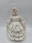 Vintage Florence Ceramic Girl lady Figurine Planter Vase Blond Hair 6  Tall mcm
