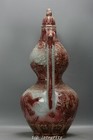 24 6  Old Dynasty Red Glaze Porcelain Dragon Phoenix Wine Pot Drinking Vessel