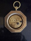 Vintage Angelus Swiss Mechanical Travel Alarm Clock Octagonal Brass Working