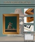 Vintage Smoking Raccoon Gold Framed Wall Art Canvas Print 11x9 Cowboy Western