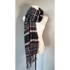 Oversized Plaid Blanket Scarf Womens Pink Gray Black Fringe Soft Winter Wrap