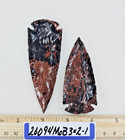 Pair Of  3  Mahogany Obsidian Spearheads - Knife - Ceremonial - Hand Knapped