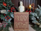 Old Primitive Vintage Colonial Style Merry Christmas Script Pottery Redware Sign