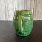 Vintage Mccoy Pottery Green Glazed Stoneware Barrel Rustic Beer Stein Coffee Cup