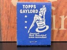 Vintage Matchbook Full Unstruck Front Strike Diner Restaurant Topps Gaylord