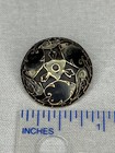 Antique Victorian Art Nouveau Enamel On Pierced Domed Brass Buttons - Set Of 2