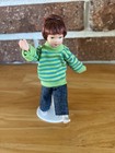 1 12 Scale Dollhouse Miniature Porcelain Modern Boy Doll In Green Striped Shirt