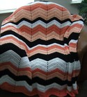 New Hand Crochet Coral Black White Multi Color Ripple Afghan Lap Blanket Throw