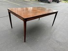 Vtg Mid Century Danish Denmark Modern Draw Leaf Extending Wood Dining Table