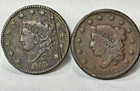 4 Large Cents Coronet Head Lot 1833 1837 1844 1847
