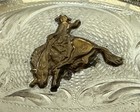 Vtg Signed Ll Engraved Sterling Silver Front Bronco Buster Trophy Belt Buckle