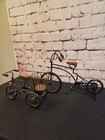 Vintage Metal Bicycle Bike With Wood Seat And Handles Tabletop D  cor Set Of 2