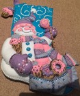 Bucilla Felt Christmas Stocking 18 Inch  Completed Handmade Beaded And Sequined