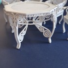 Vintage Dollhouse Metal Wicker Patio Furniture Set Of Table   4 Chairs Miniature