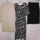 Vintage 9 Pc Lot Womens Blouses Dresses Sets Black White Beige 1970s 80s Era