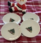 Vintage Christmas Tree Design Small Porcelain Ceramic Butter Pats - Set Of 4