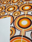 Awesome Rare Vintage Mid Century Retro 70s Org Brn Cir Lollipops Fabric  Look