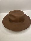 Fedora Style Flat Brimmed Men   s women   s Brown Wool Hat Size 0 s