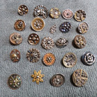 Lot Of 24 Vintage Antique Steel Faceted Metal Buttons
