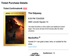 2x The Odyssey Imax 70mm Amc Lincoln Square Nyc Friday  July 24th  6 Pm