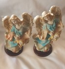Guardian Angel Figurines Pair 2  Porcelain Blue Multicolor 7 5  Collectible