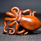 Children Gift  Vintage Wooden Octopus Statue Art Carved Figure Decor Ocean