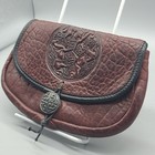 Brown Leather Belt Pouch Small Celtic Design Button Renaissance Fair Cosplay