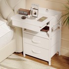 Nightstand End Side Table With Charging Station   2 Drawers For Bedroom White