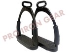 Offset Horse Flexible  Safety Black Stirrups  4 75         Riding Bendy Iron Steel