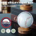 Baseball Display Case Round Clear Ball Holder Wooden Autograph Baseball Stand